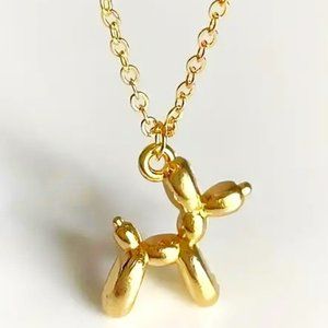 Balloon Dog Necklace & Pendant Gold Chain Puppy Whimsical Dangle Clown Circus